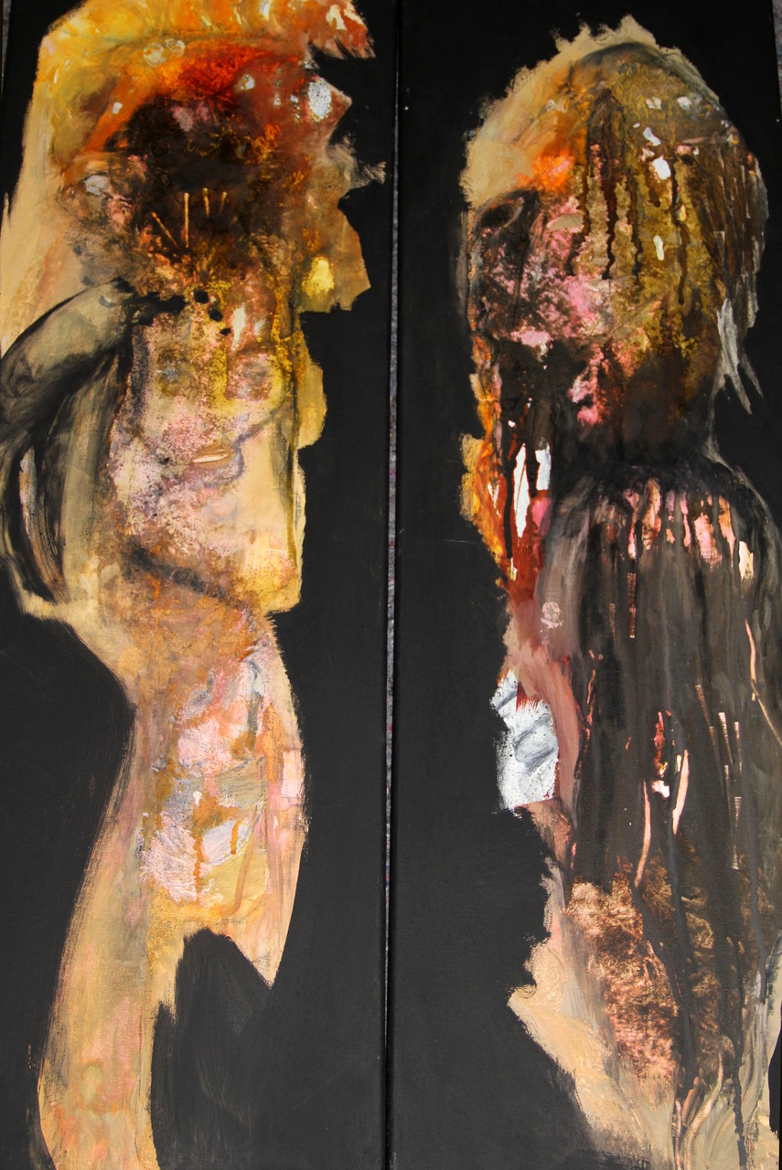 "Animus & Anima" , je 30 x 100 cm auf Leinwand // Acryl-Tusche-Mix
