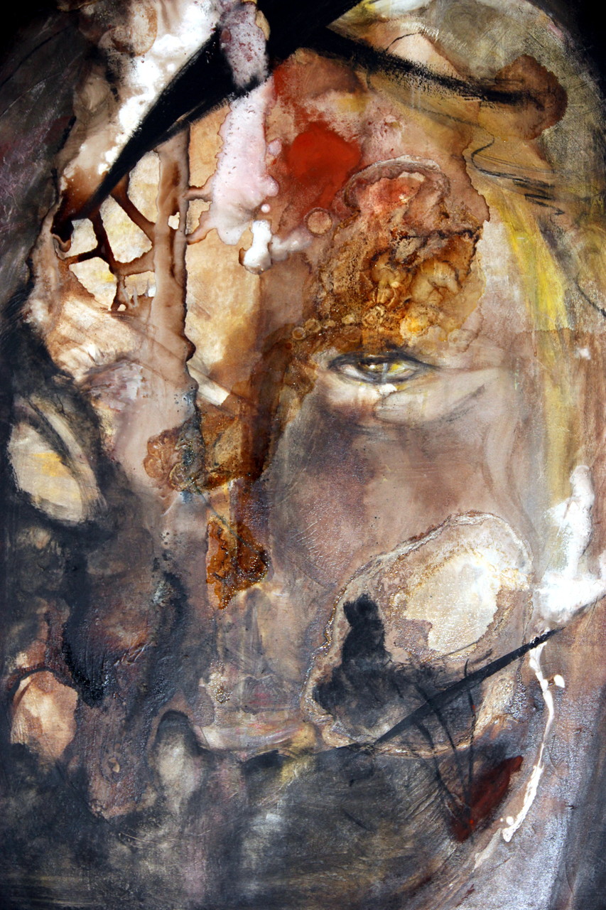 verkauft: " Kosmische Verbindung", 100 x 120 cm auf Leinwand // Acryl-Tusche-Mix 