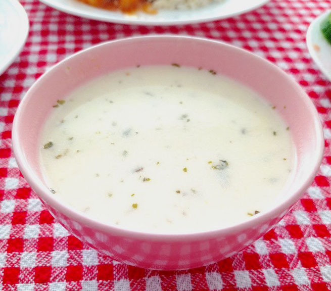 Turkish yogurt soup with mint butter