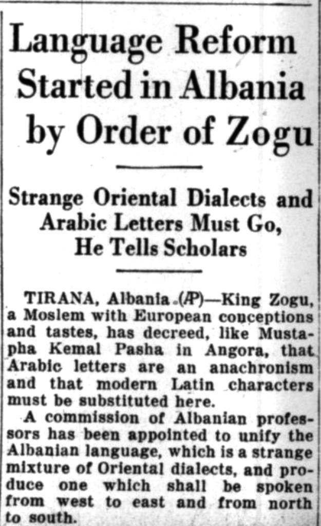 Burimi: The Christian Science Monitor, Boston, e hënë, 18 shkurt 1929, Ballinë