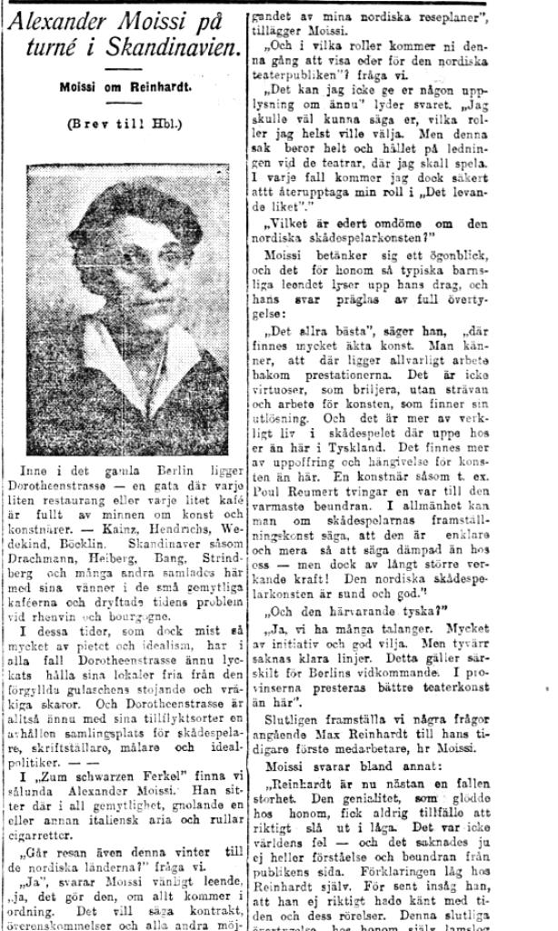Burimi : Hufvudstadsbladet, e diel, 10 dhjetor 1922, faqe n°19