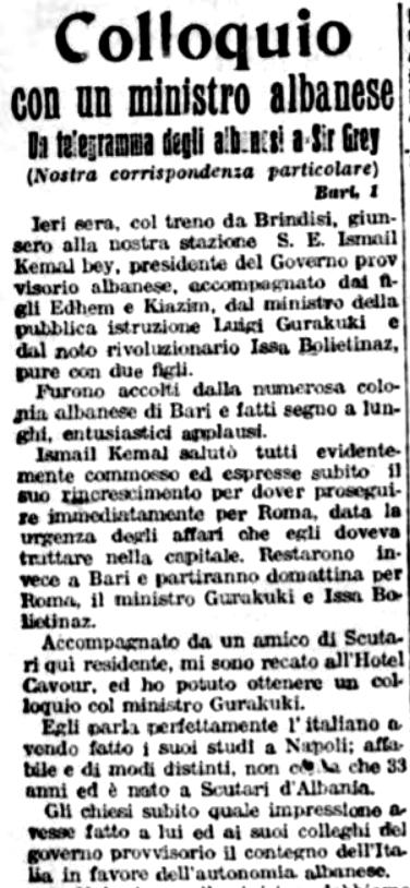 Burimi : Gazetta di Venezia, e premte, 4 prill 1913, ballinë