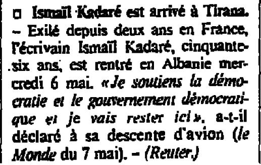 Burimi : Le Monde, 8 maj 1992, f.3