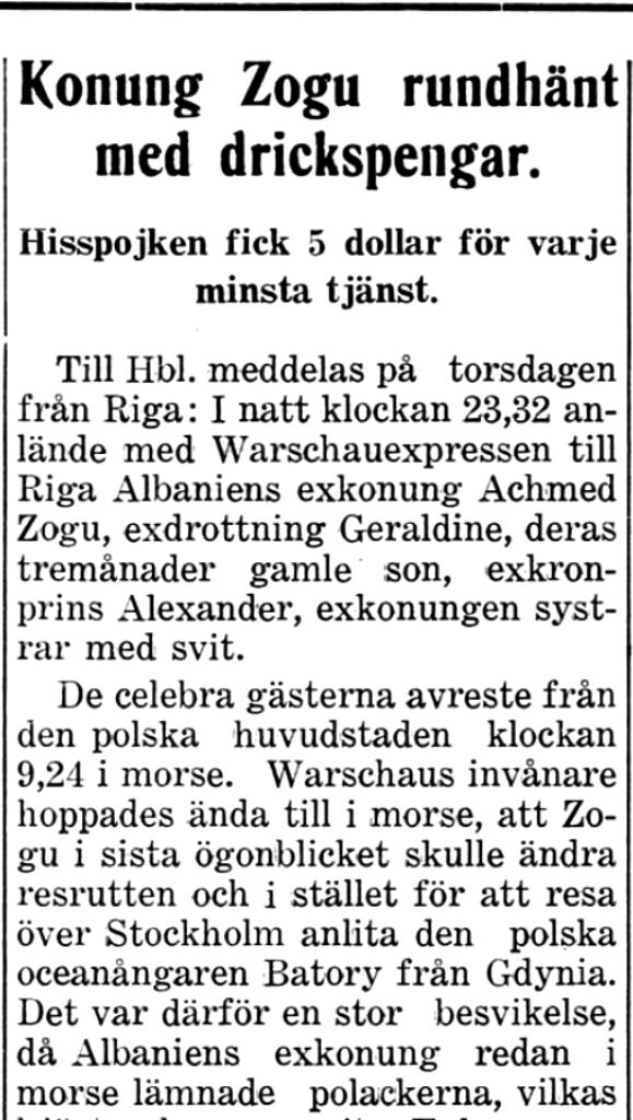 Burimi : Jakobstads Tidning, e shtunë, 15 korrik 1939, faqe n°4