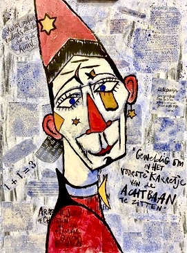 Geweldig in het voorste karretje van de achtbaan te zitten, 2020 (mixed media, acryl, 60x80)