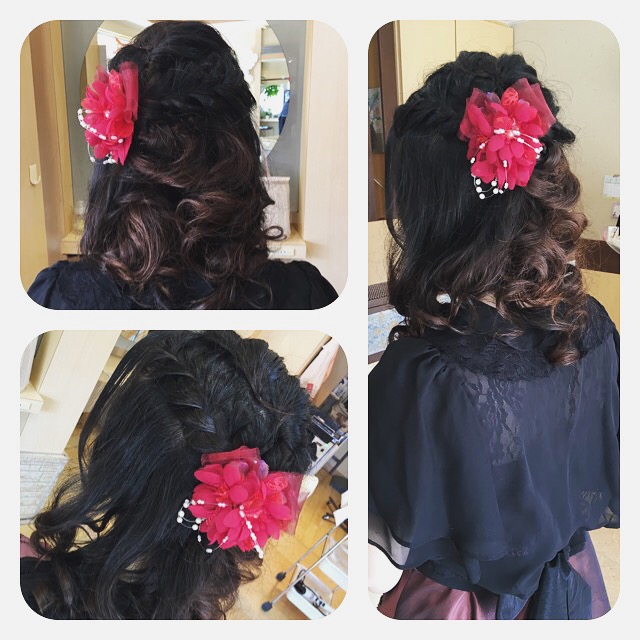 編み込み ハーフアップ 稲沢市奥田のアンズ美容室 美容院