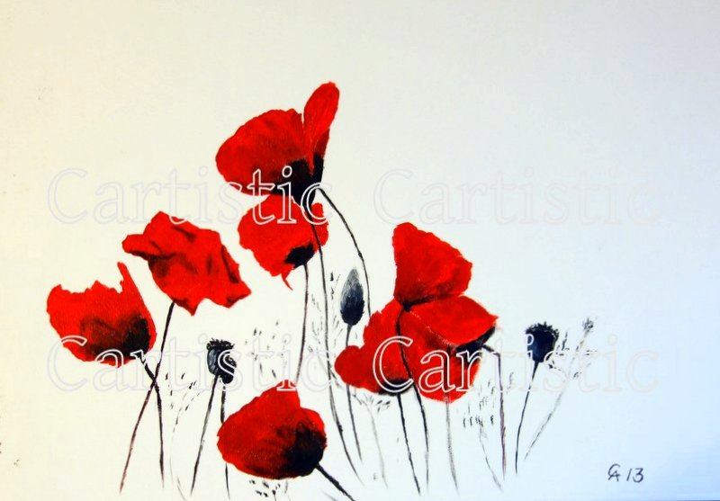 Mohnblüten - Acryl, 24cm x 34cm