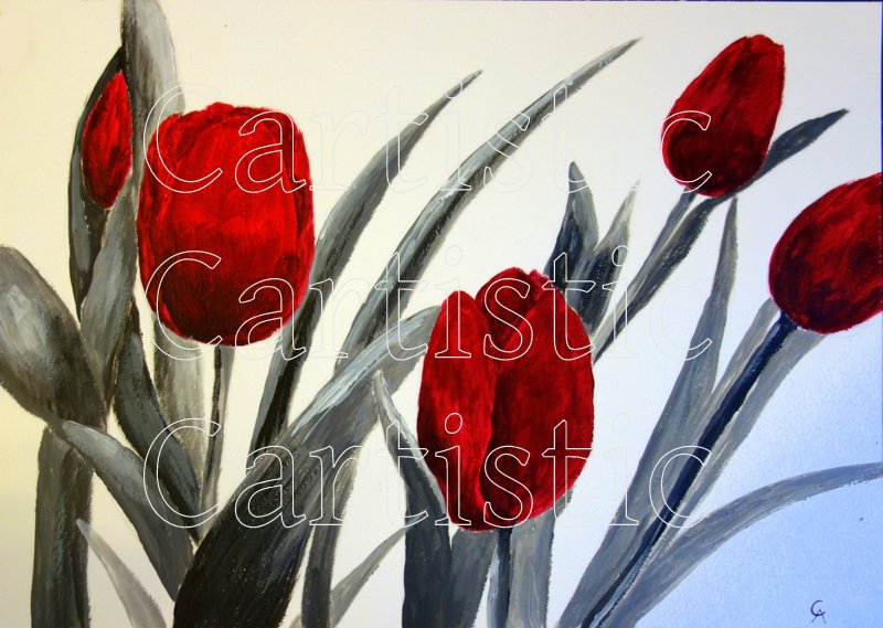 Tulpen - Acryl, 24cm x 34cm