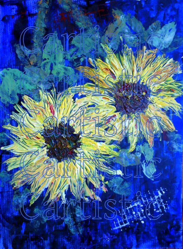 Sonnenblumen - Tempera, 27cm x 42cm