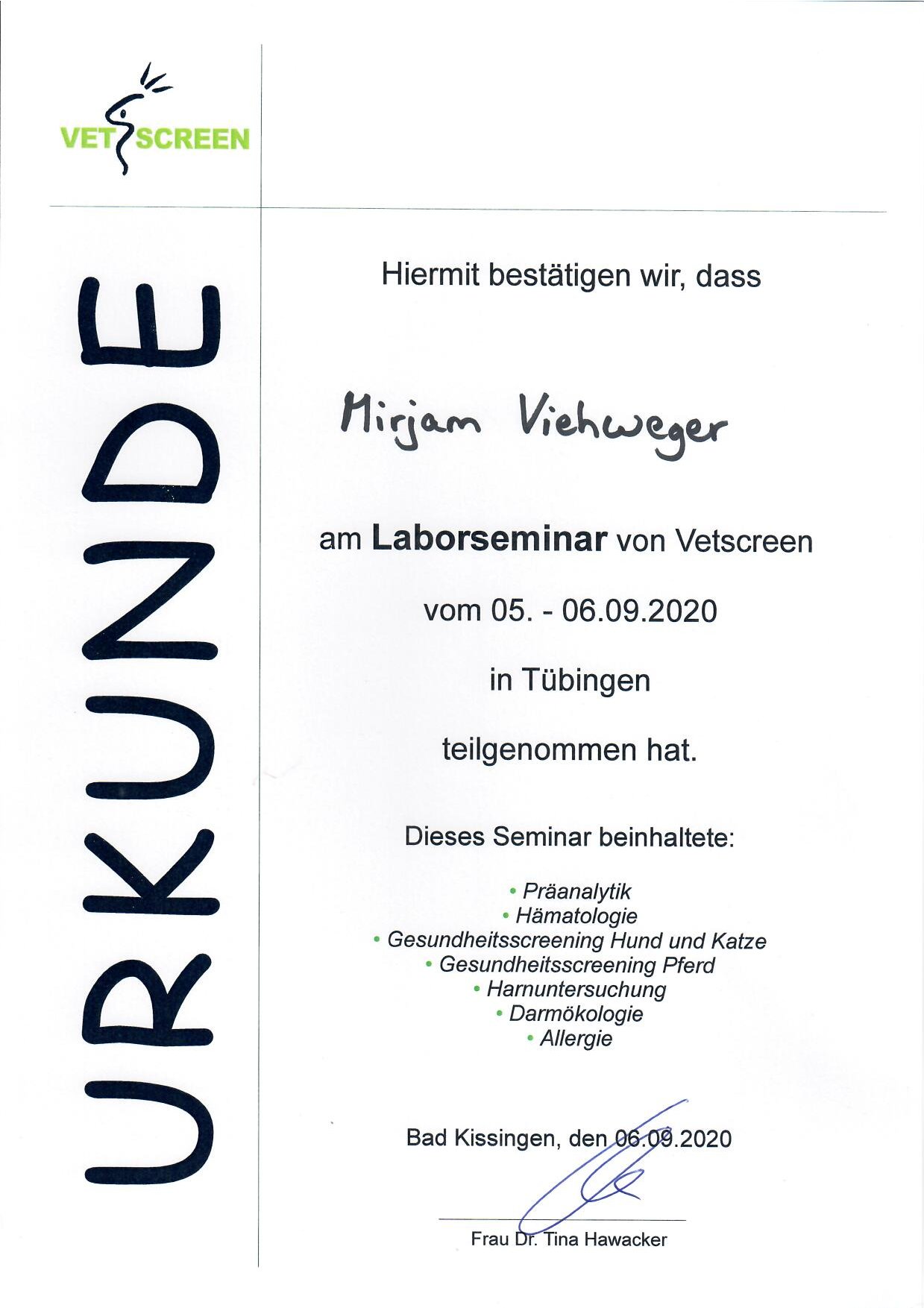 Zertifikat: Laborseminar