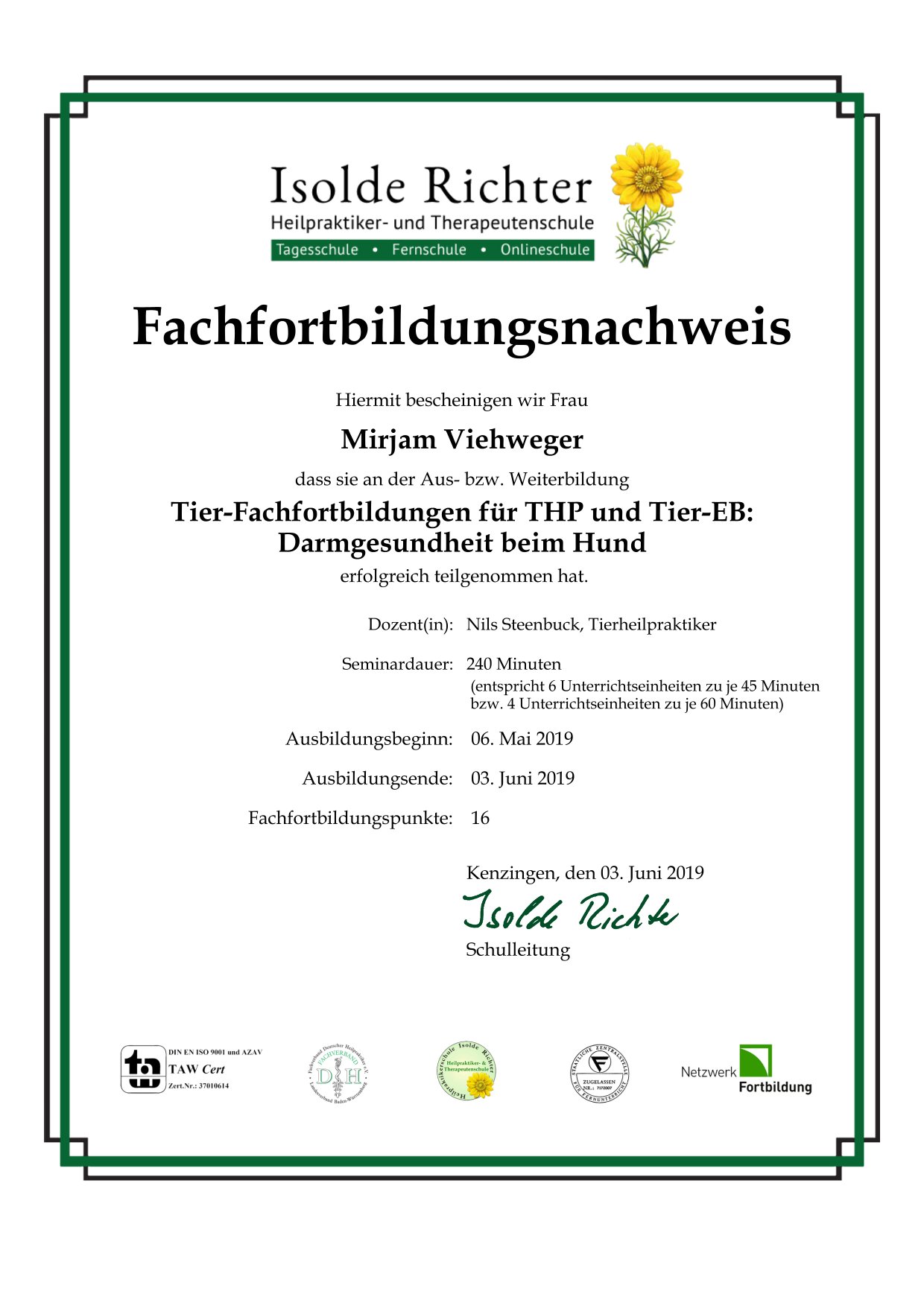 Zertifikat: Darmgesundheit beim Hund