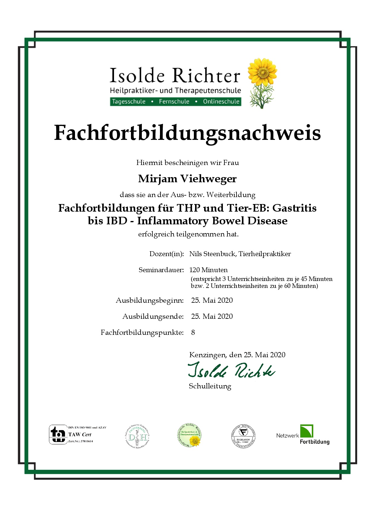 Zertifikat: Gastritis bis IBD