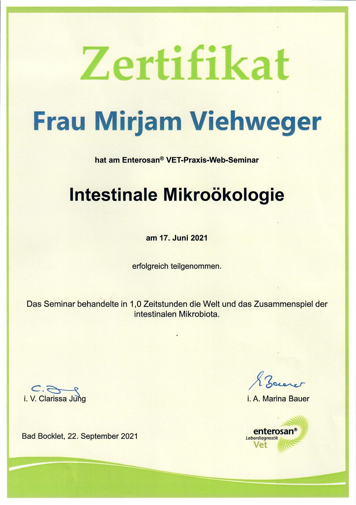 Zertifikat: Intestinale Mikroökologie