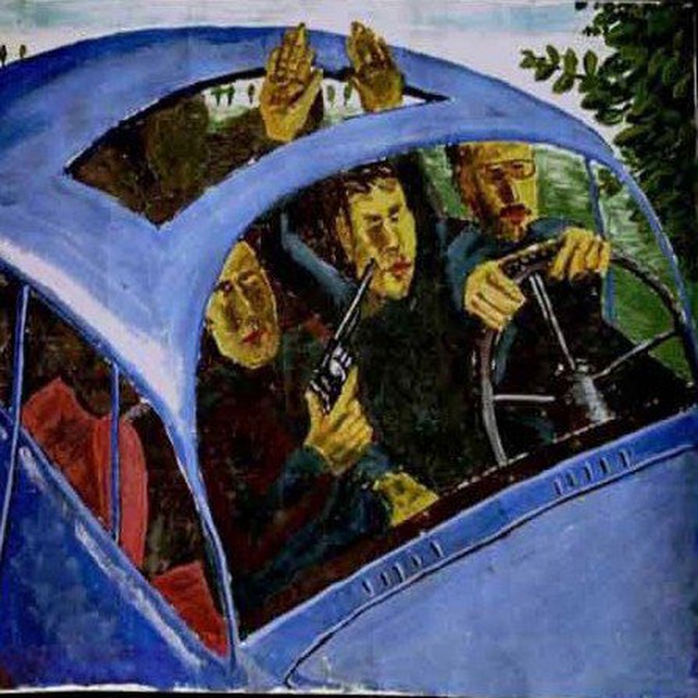"Entführung", 110 x 90 cm, Acryl auf Stoffbahn, 1983