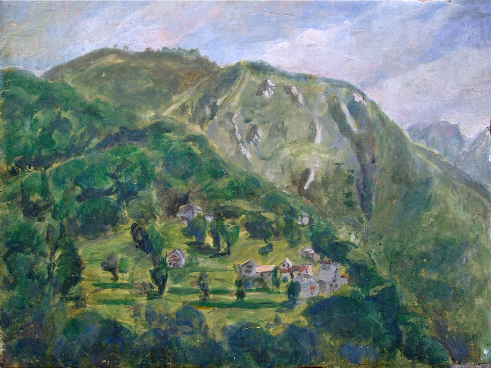Tessin, 40 x38 cm, Eitempera auf Holz, 1988