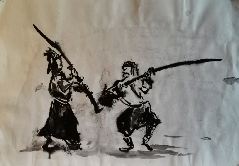 Die Duellisten, Tusche auf Bütten, 1983