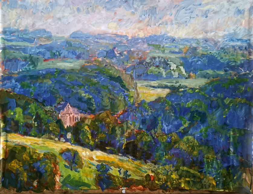 Dürschtal, 110 x 90 cm, Acryl & Öl auf Papier, 2021