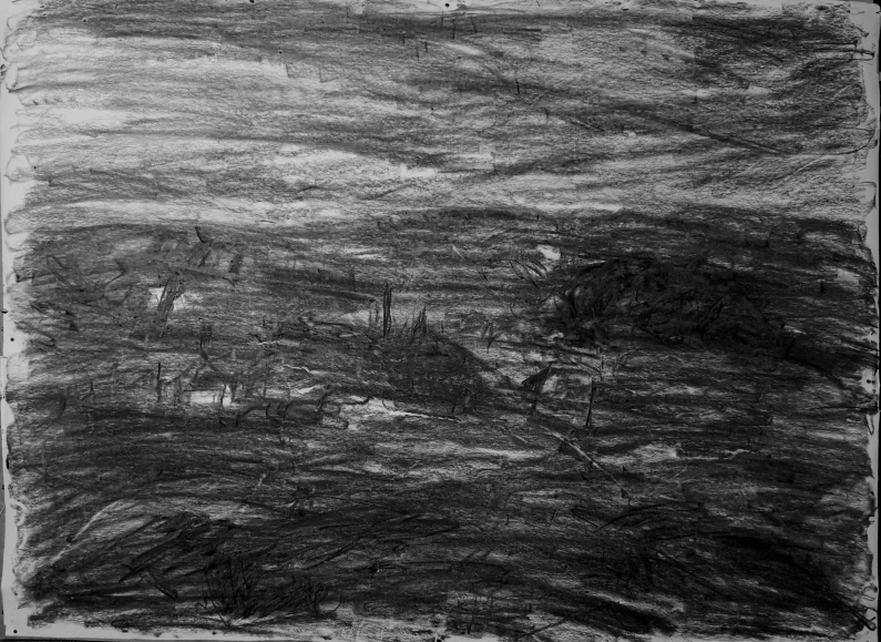 Steinbach, 120 x 100 cm, Kohle auf Papier, 2020