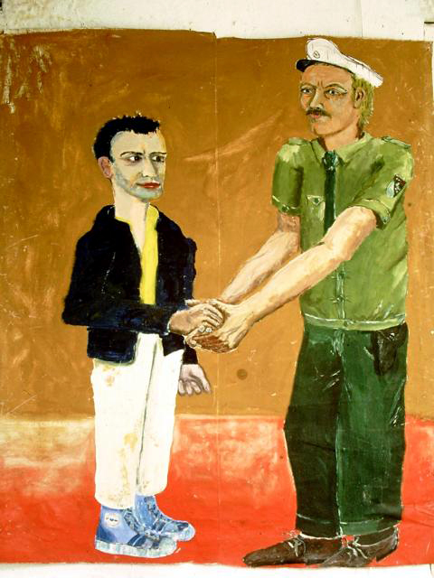 Versöhnung mit der Polizei, acryl & Öl auf Leinwand, 150 x200cm, P. John/H.Weiler, 1983