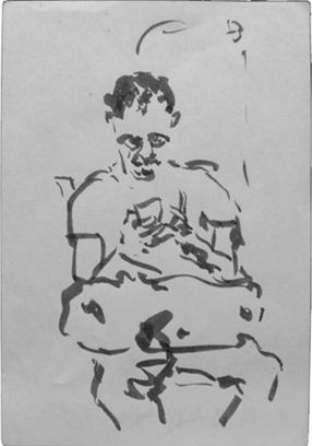 Schreibender, Tusche auf Papier, 2013