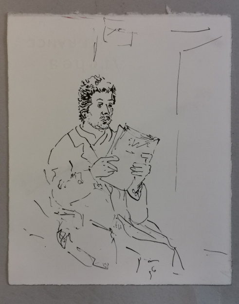 In der Wartehalle, Tusche auf Papier, 1992
