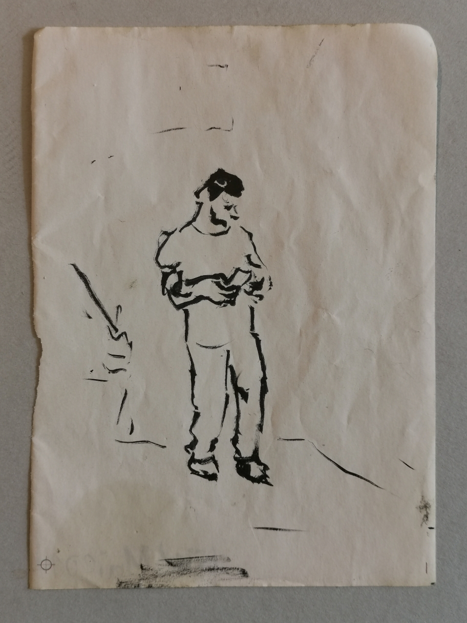 In der Wartehalle, Tusche auf Papier, 2008