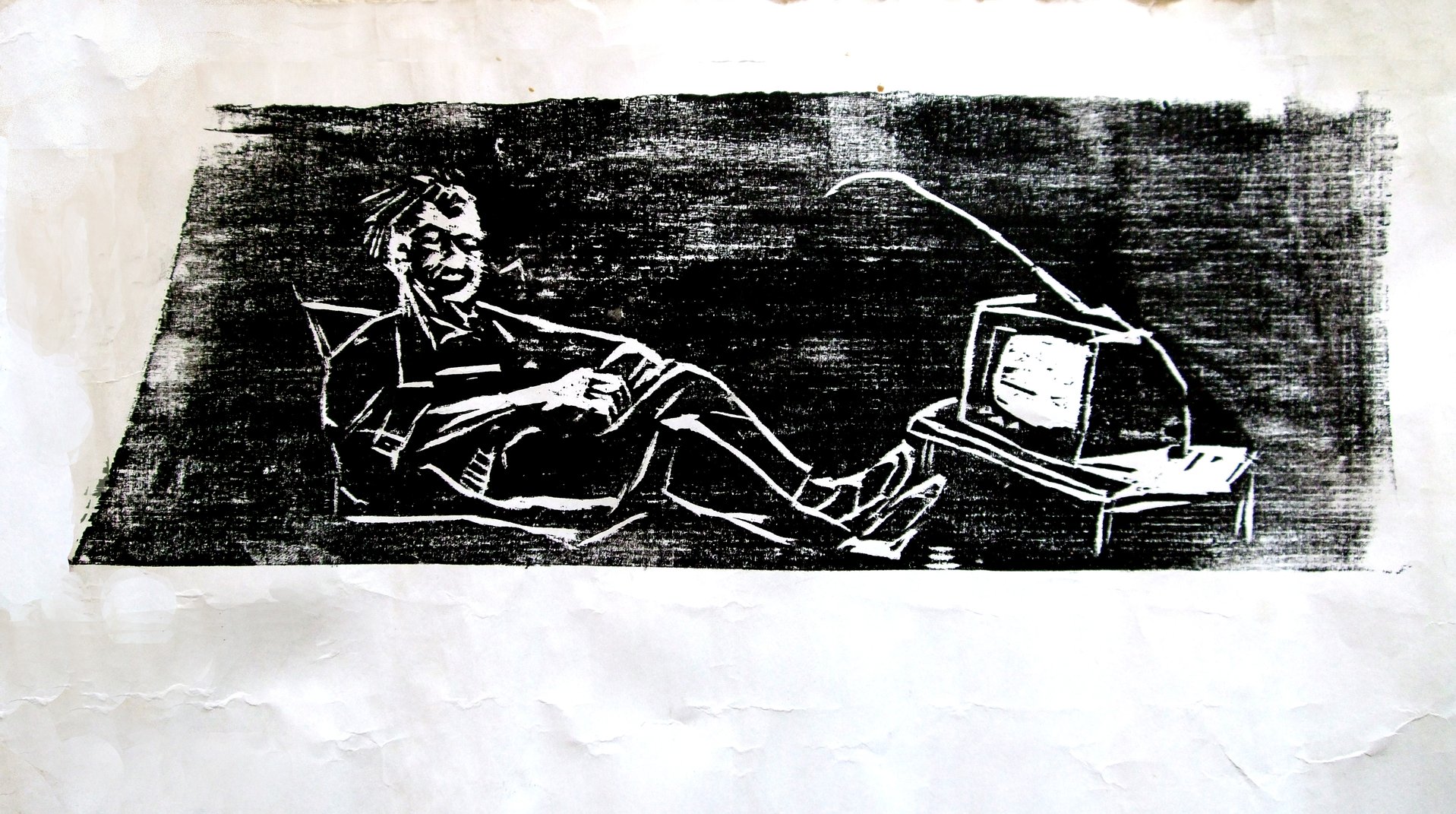 Feierabend, Holzschnitt, 40x20cm, 1989