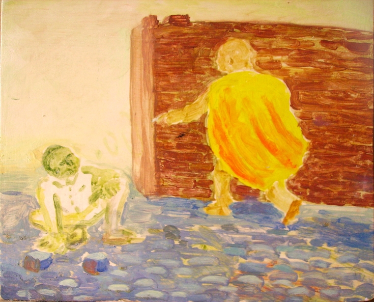 König und Pflasterer, Eitempera auf Holz, 1992