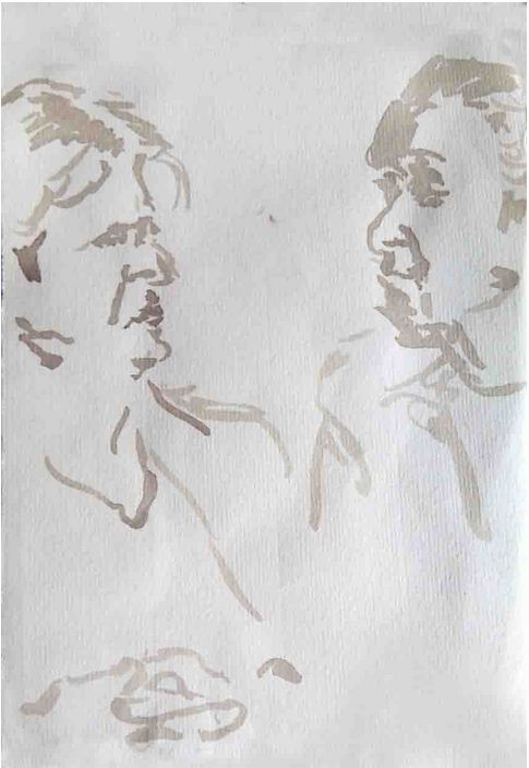 Im dialog, Tusche auf Bütten, 2012