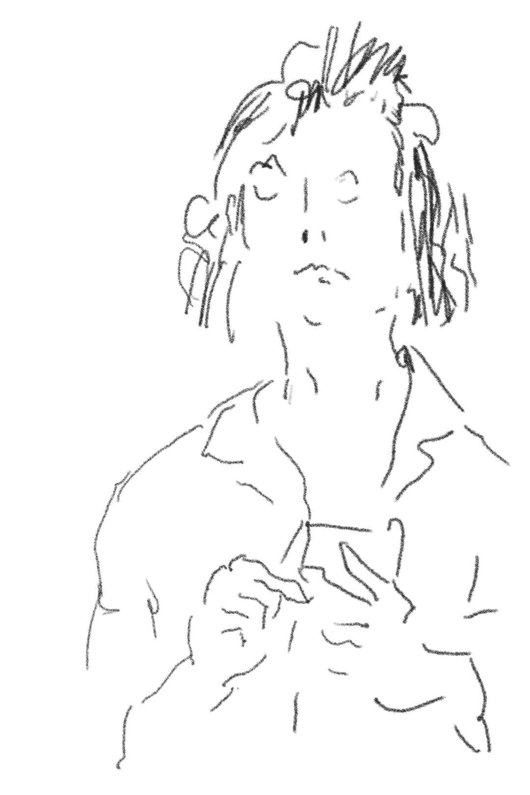 Frau mit Smartphone, Screenzeichnung, 2020