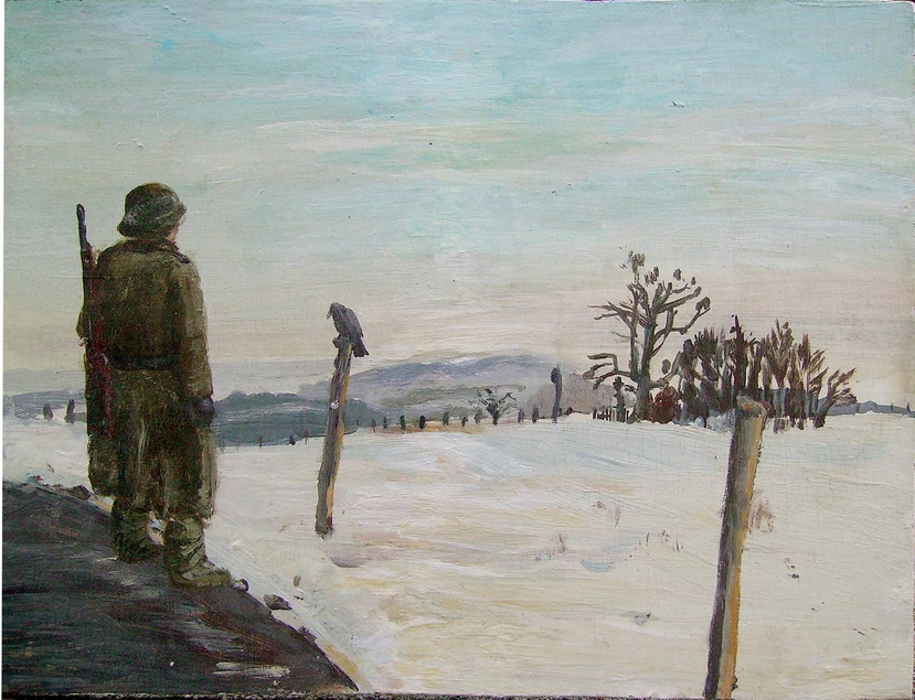 Ostfront, Eitempera auf Holz, 25x35cm, 1985