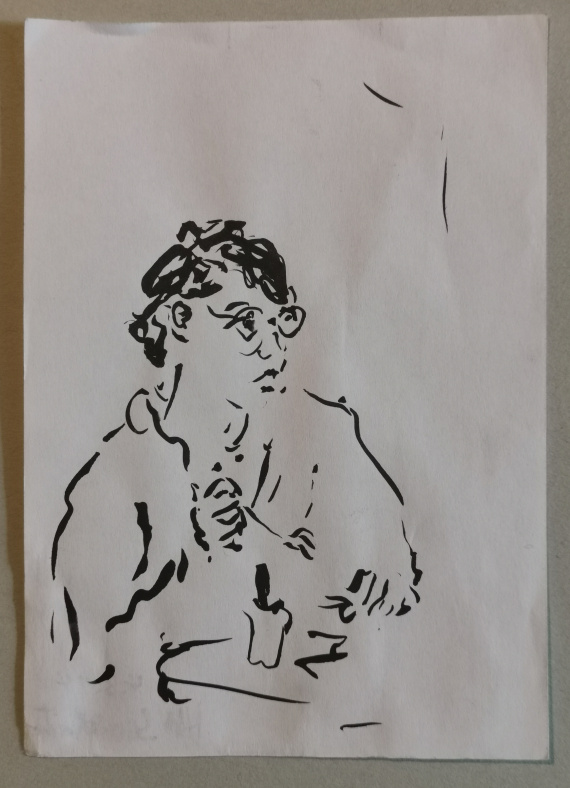 Frau im Lokal, Tusche auf Papier, 2012
