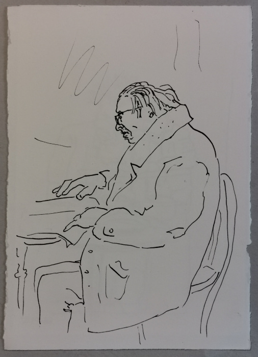 Im Cafe, Tusche auf Papier, 1989