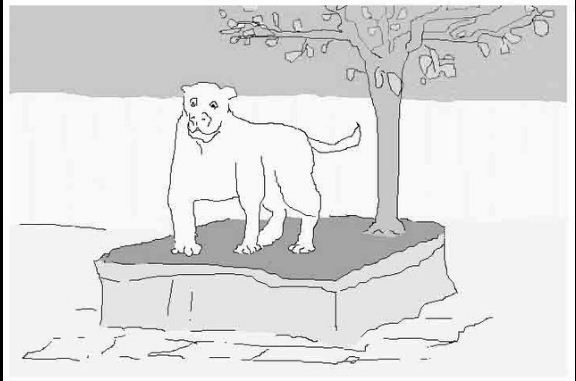 Hund am Neumarkt, Mauszeichnung, 2004