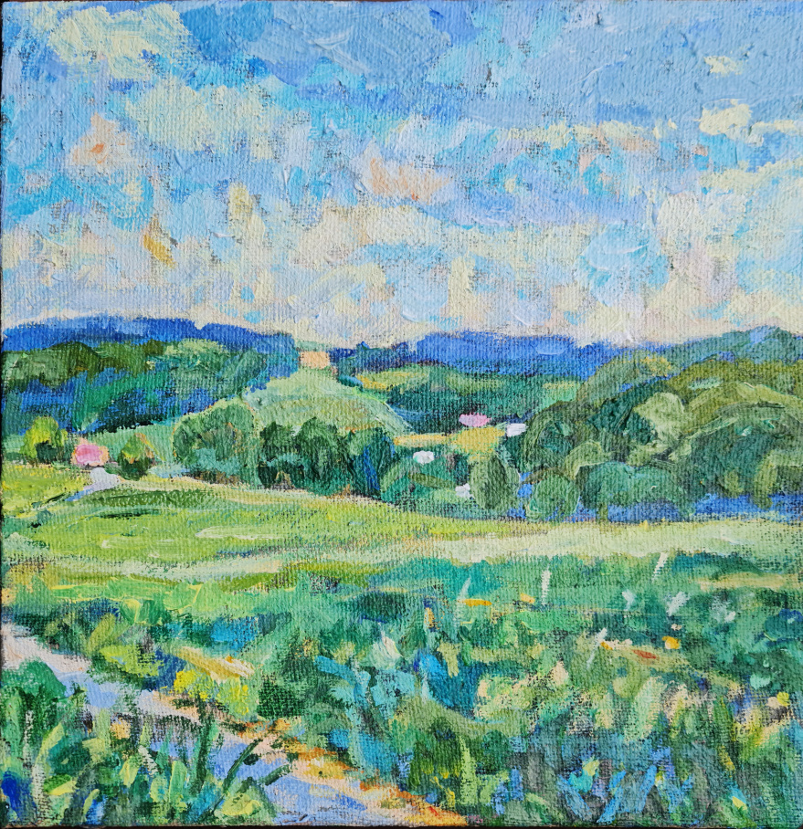 Hauser Hof, 50 x 50 cm, Acryl & Öl auf Leinwand, 2018
