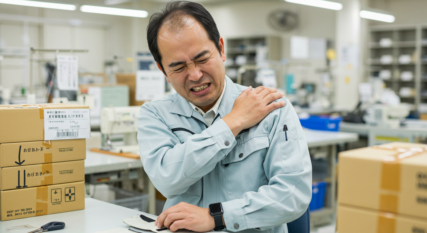 出荷作業もラクラク！肩甲骨アライメントでインピンジメント予防」40代　男性　縫製出荷業務