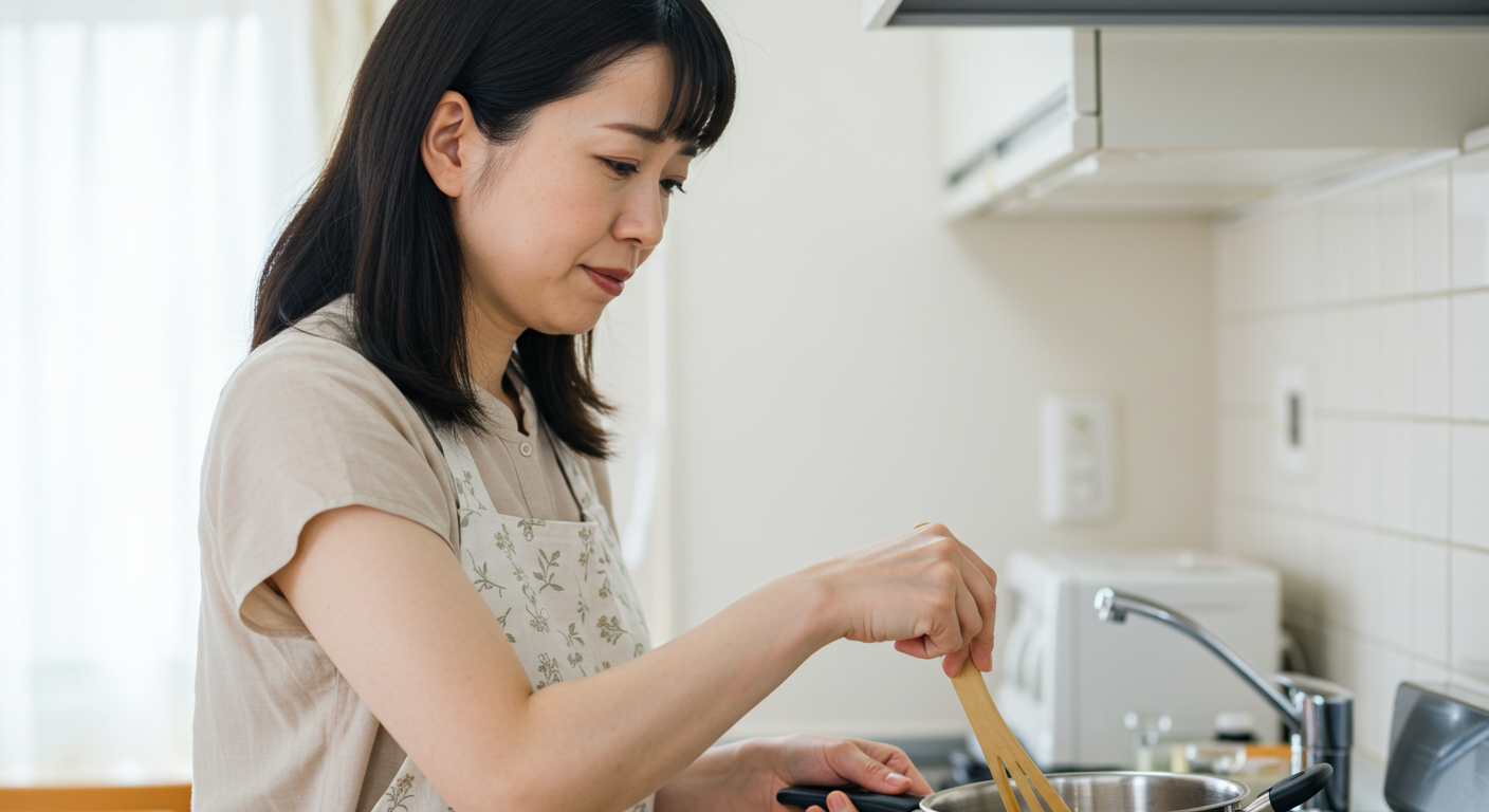 「冷えがトリガー!? 首・肩こり撃退！主婦の呼吸ケア術」40代　女性　主婦