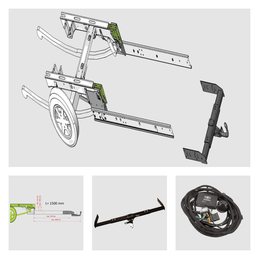 Gancio di Traino compreso Prolunga e Kit di Cablaggio Fiat Ducato ZFA250 per il suo Camper.