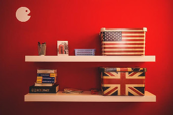 アメリカ国旗とイギリス国旗