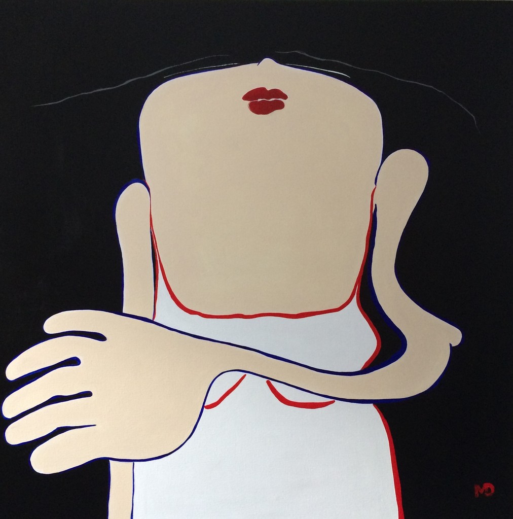 Jeune fille en rouge - Acryl - 120x120