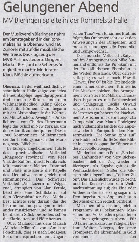 Schwäbisches Tagblatt vom 17.12.2012