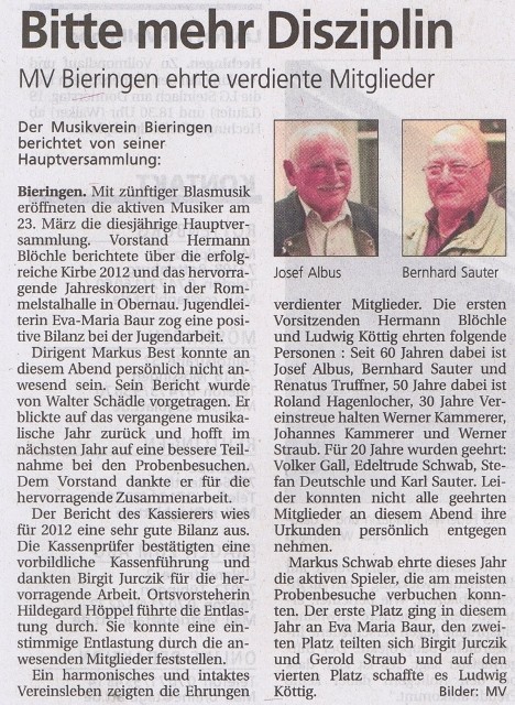 Schwäbisches Tagblatt vom 26.03.2013