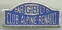 Club Alpine Renault GB : Base chromée / Gret Badge Compagny+Tél / 23x11 mn