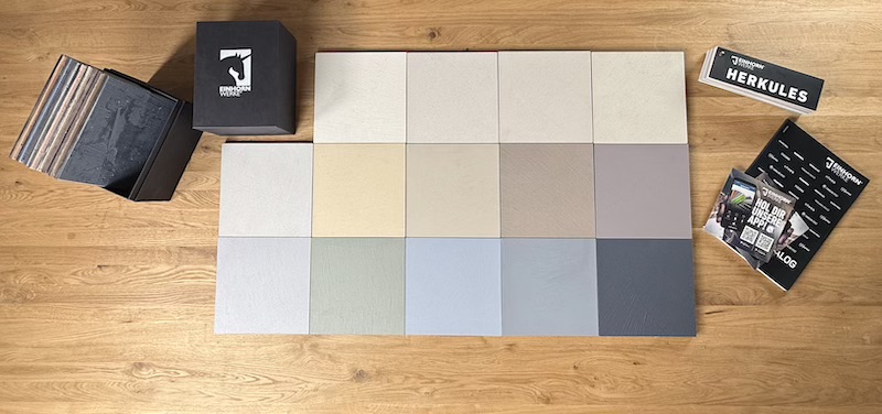 fugenlos Herkules Musterbox mit den Trendfarben