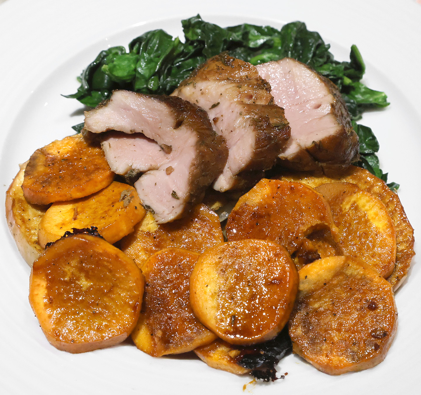 Honey Glazed Pork Tenderloin with Yams, Apples and sauteéd Spinach South Dundas Inbox, photos
