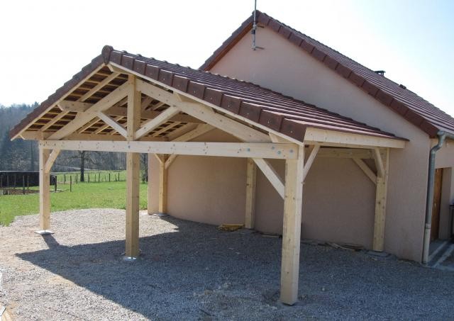 Abris voiture; structure charpente bois