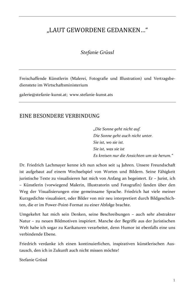 Beitrag Stefanie Grüssl / Festschrift Friedrich Lachmayer