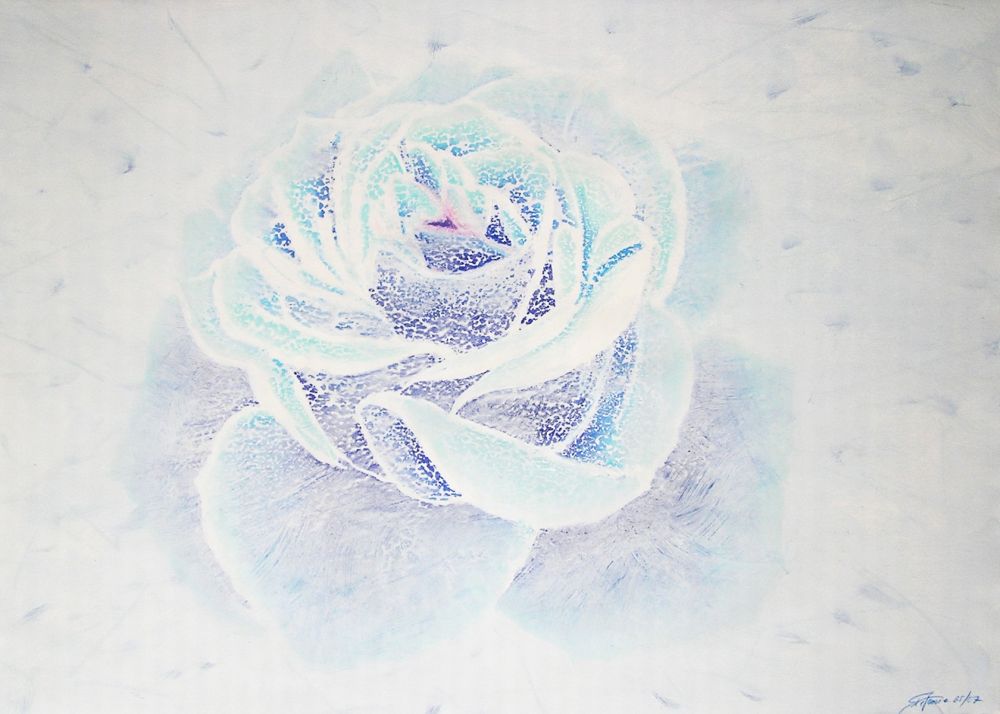 "Eisrose": 2007, Mischtechnik Ölkreide und Gouache, 75 x 56 cm