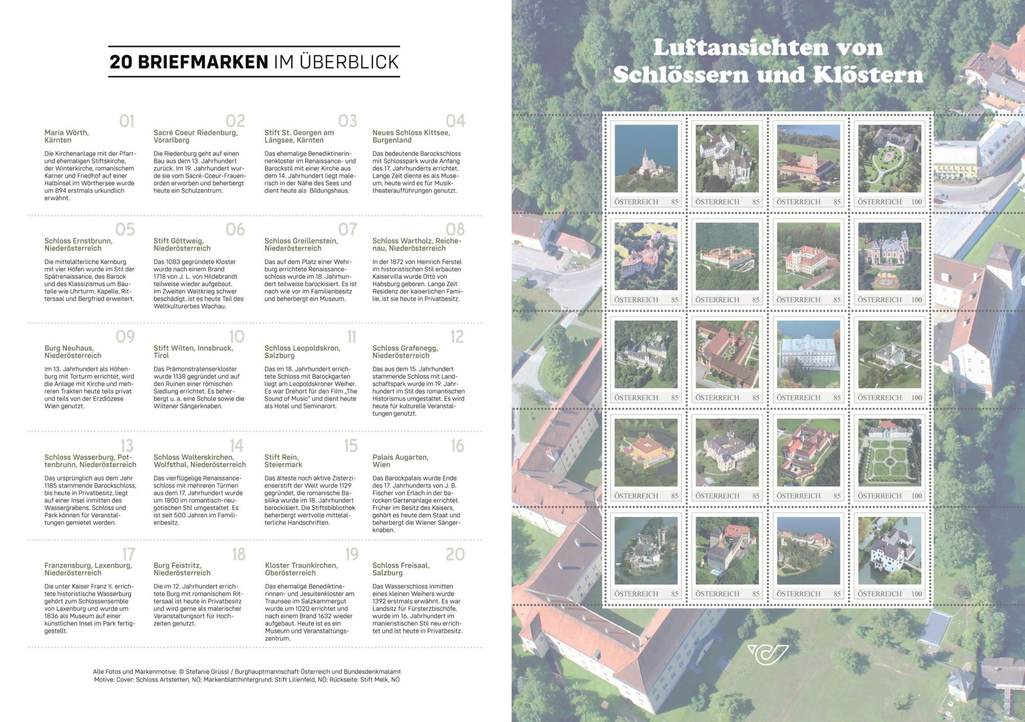 Sammelalbum Innenseite mit Beschreibungen der Luftbilder