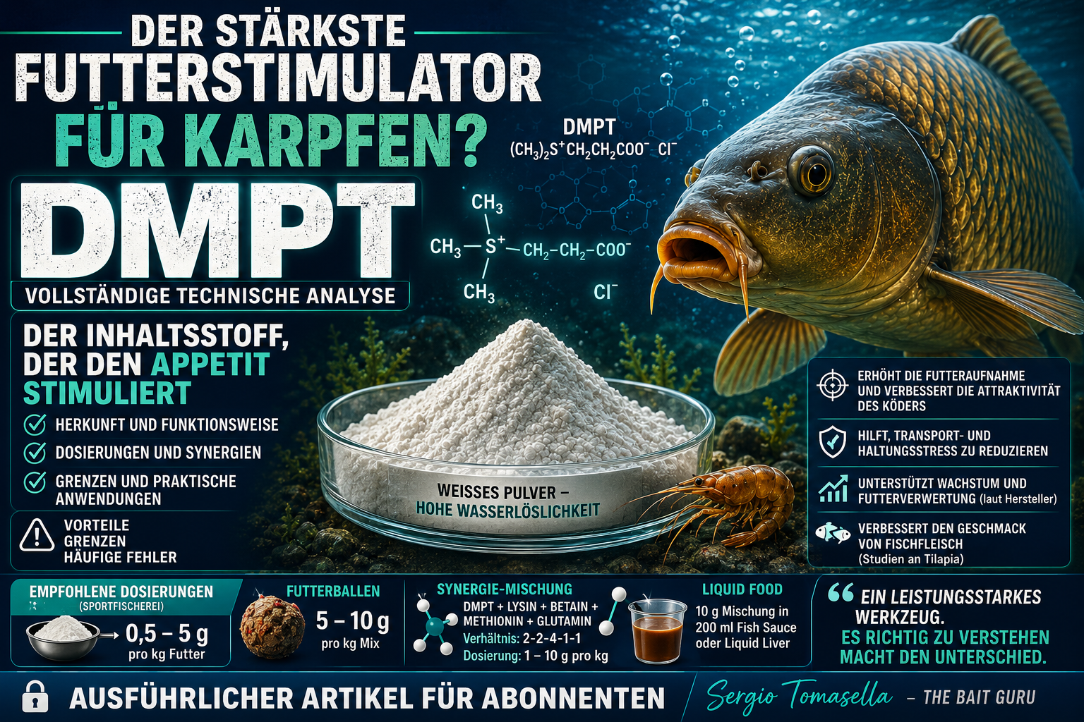 DMPT beim Karpfenangeln: Wirkung, Dosierung, Vorteile und Grenzen erklärt
